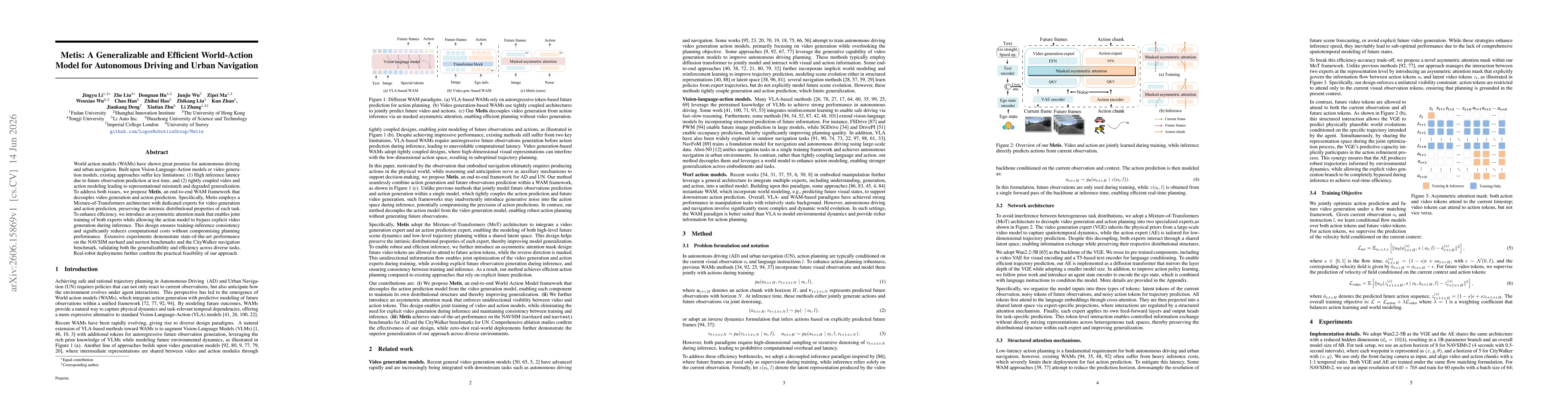Thumbnail for Metis: A Generalizable and Efficient World-Action Model for Autonomous Driving and Urban Navigation