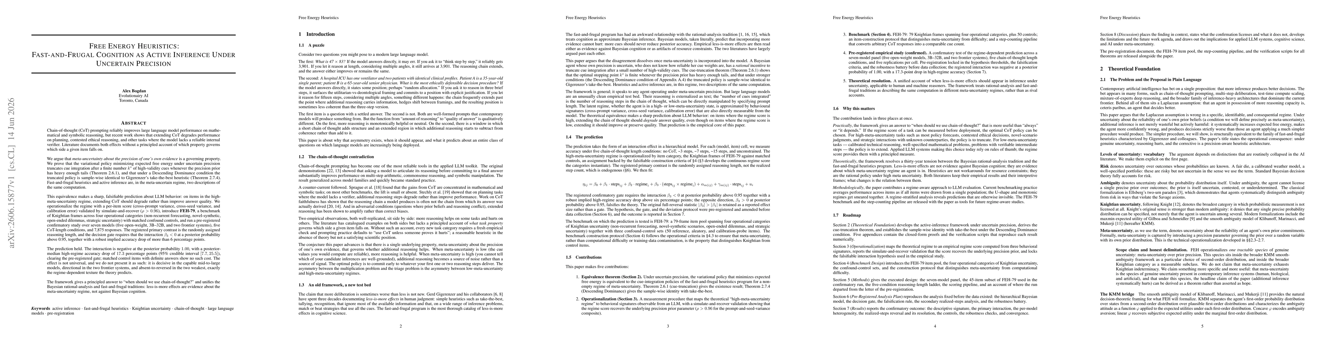 Thumbnail for Free Energy Heuristics: Fast-And-Frugal Cognition as Active Inference Under Uncertain Precision