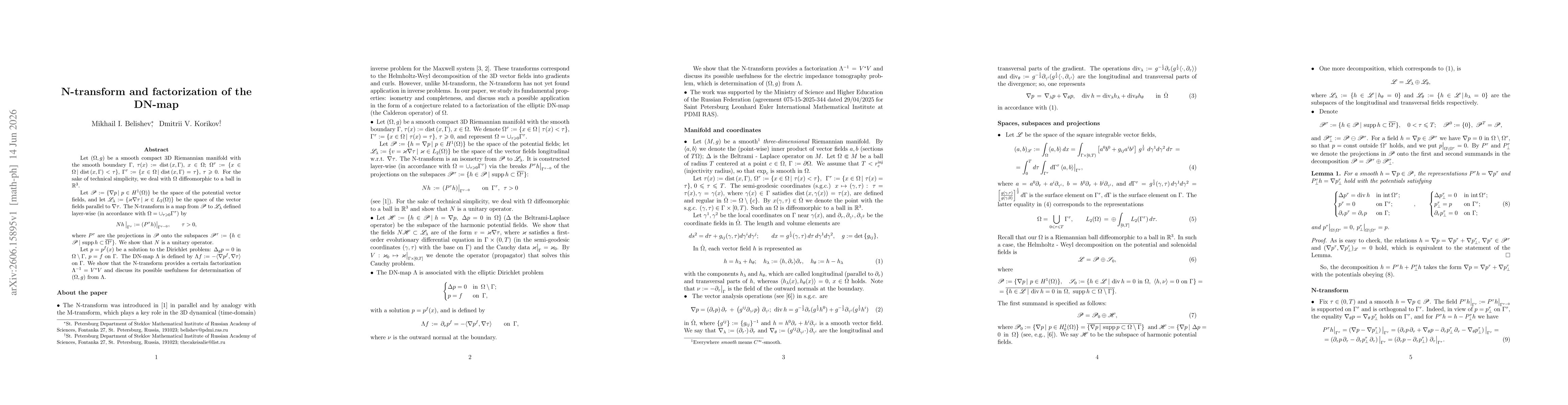 Thumbnail for N-transform and factorization of the DN-map