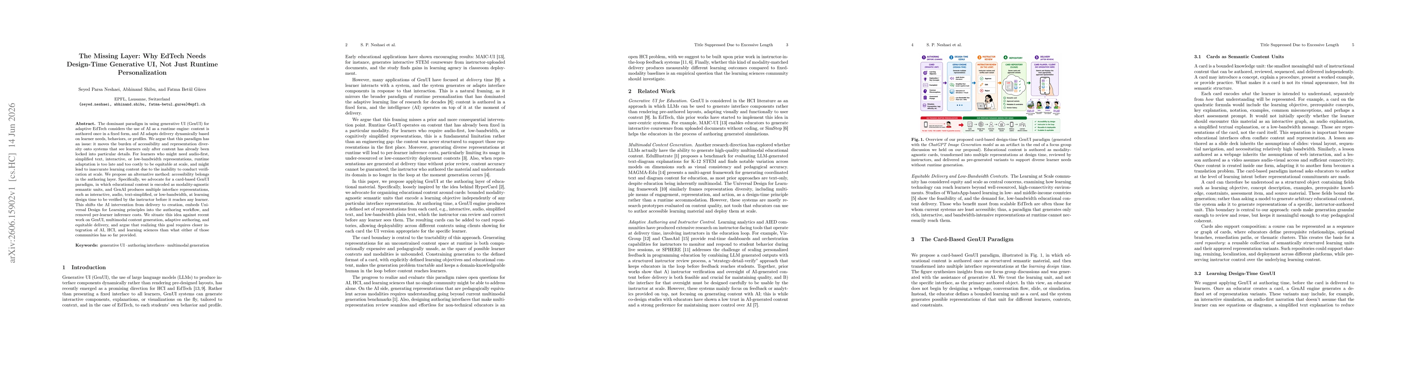 Thumbnail for The Missing Layer: Why EdTech Needs Design-Time Generative UI, Not Just Runtime Personalization