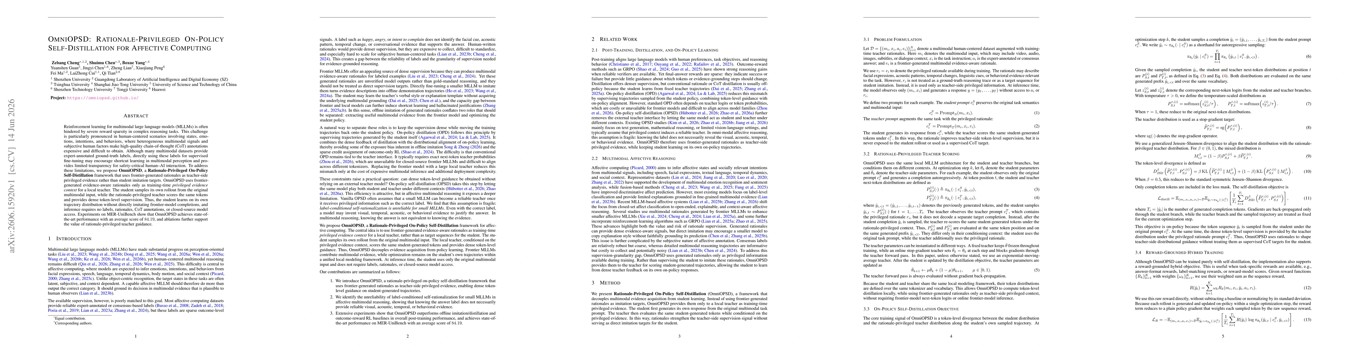 Thumbnail for OmniOPSD: Rationale-Privileged On-Policy Self-Distillation for Affective Computing