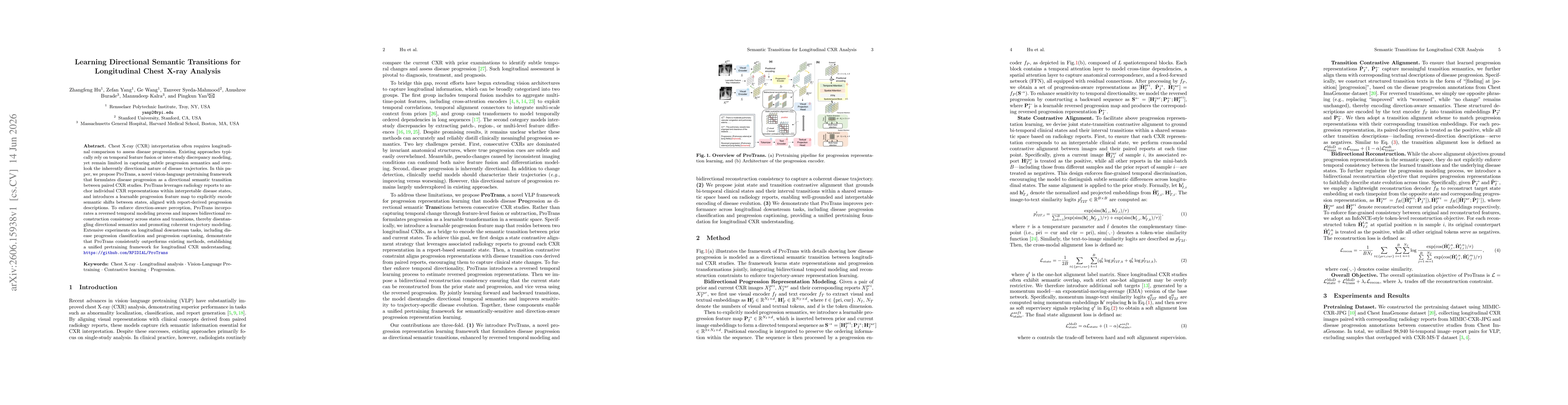 Thumbnail for Learning Directional Semantic Transitions for Longitudinal Chest X-ray Analysis