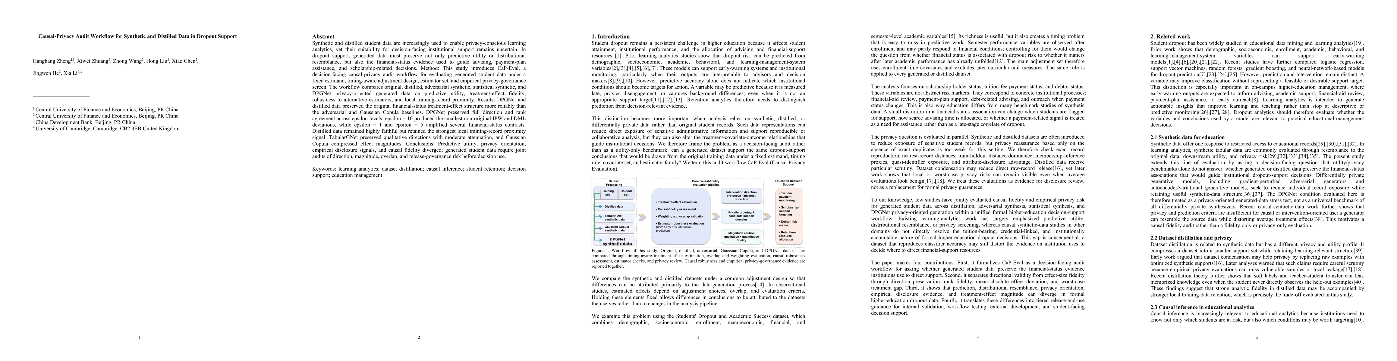 Thumbnail for Causal-Privacy Audit Workflow for Synthetic and Distilled Data in Dropout Support