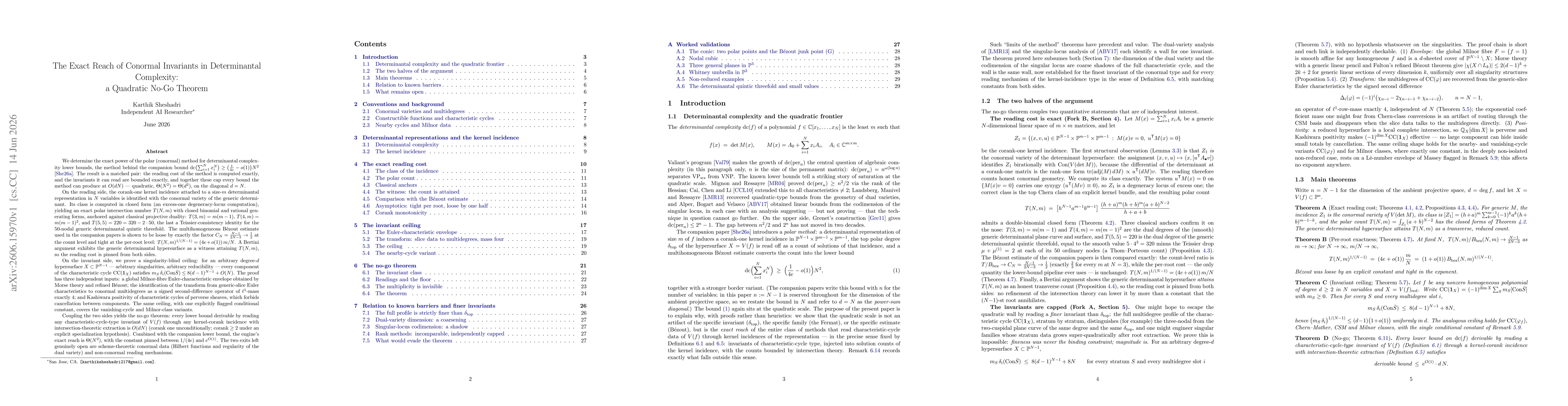 Thumbnail for The Exact Reach of Conormal Invariants in Determinantal Complexity: a Quadratic No-Go Theorem