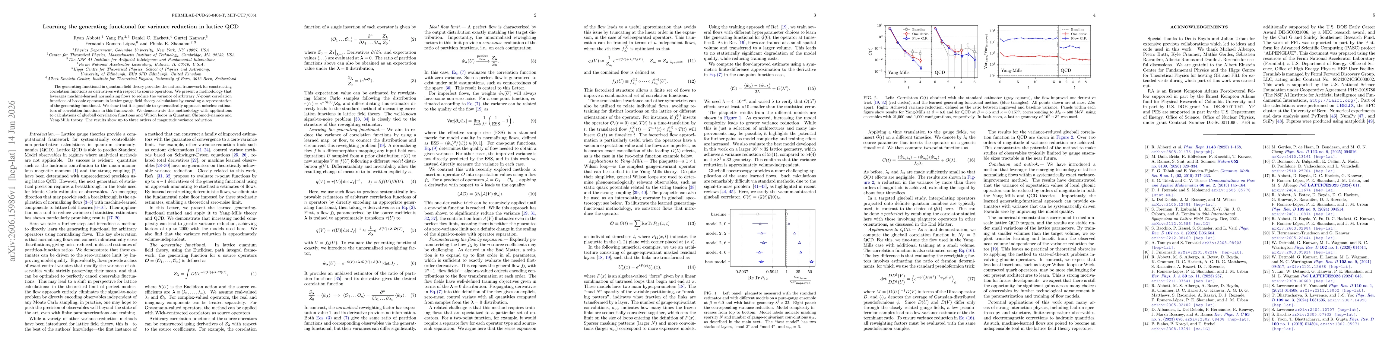 Thumbnail for Learning the generating functional for variance reduction in lattice QCD