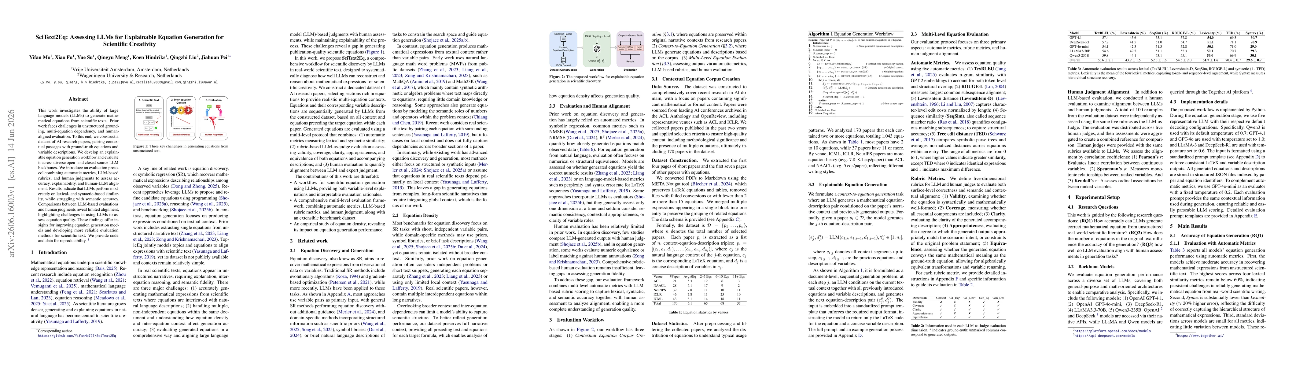 Thumbnail for SciText2Eq: Assessing LLMs for Explainable Equation Generation for Scientific Creativity