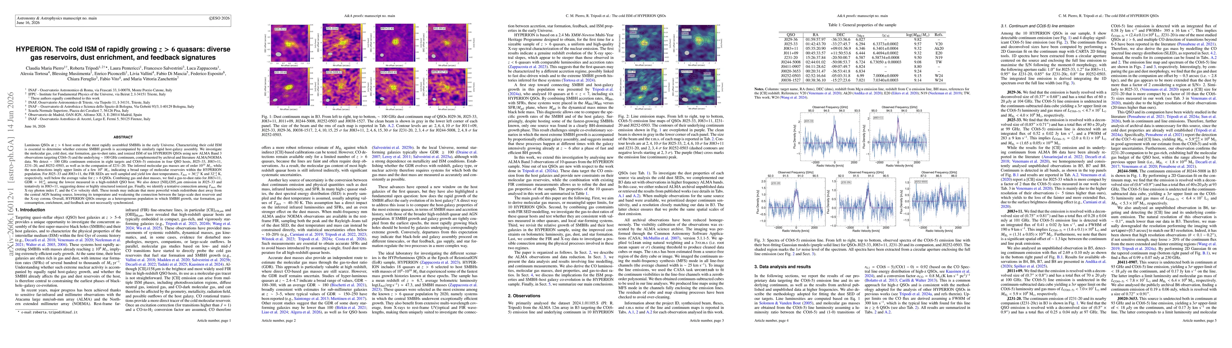 Thumbnail for HYPERION. The cold ISM of rapidly growing $z>6$ quasars: diverse gas reservoirs, dust enrichment, and feedback signatures