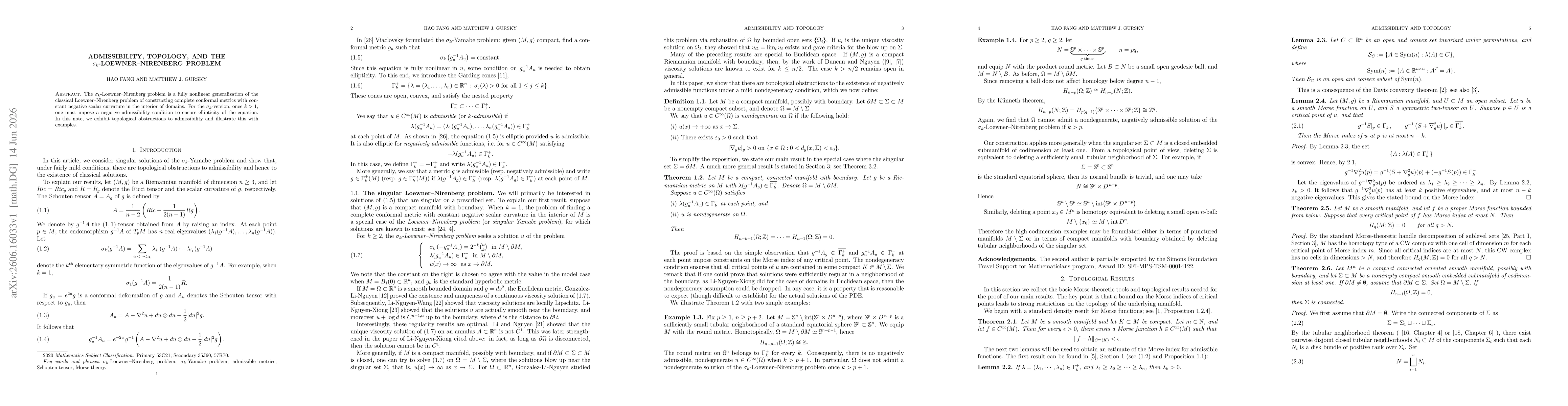 Thumbnail for Admissibility, Topology, and the $σ_k$-Loewner--Nirenberg problem