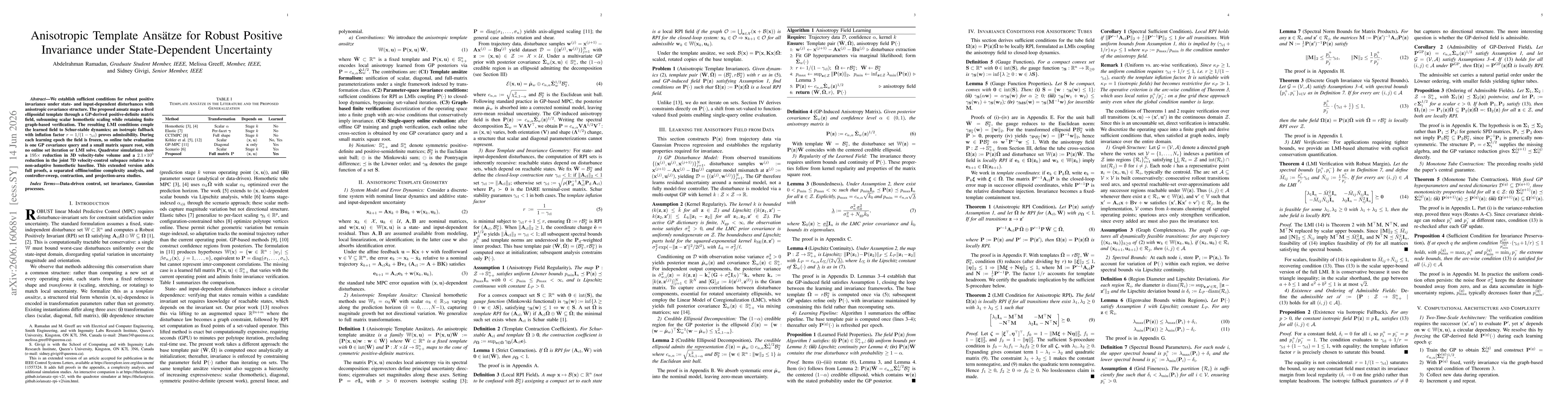 Thumbnail for Anisotropic Template Ansätze for Robust Positive Invariance under State-Dependent Uncertainty