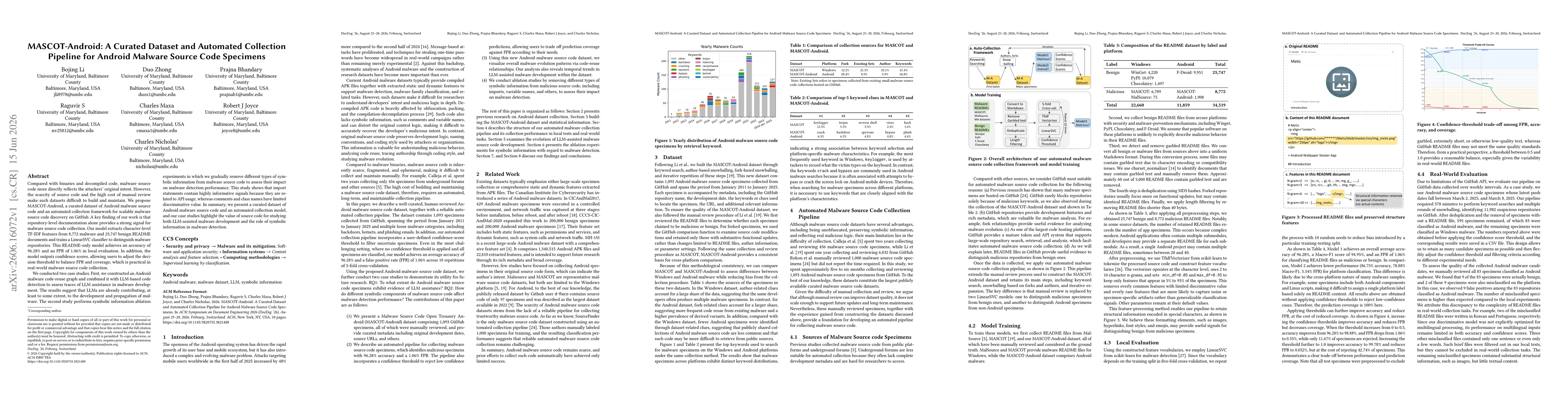 Thumbnail for MASCOT-Android: A Curated Dataset and Automated Collection Pipeline for Android Malware Source Code Specimens