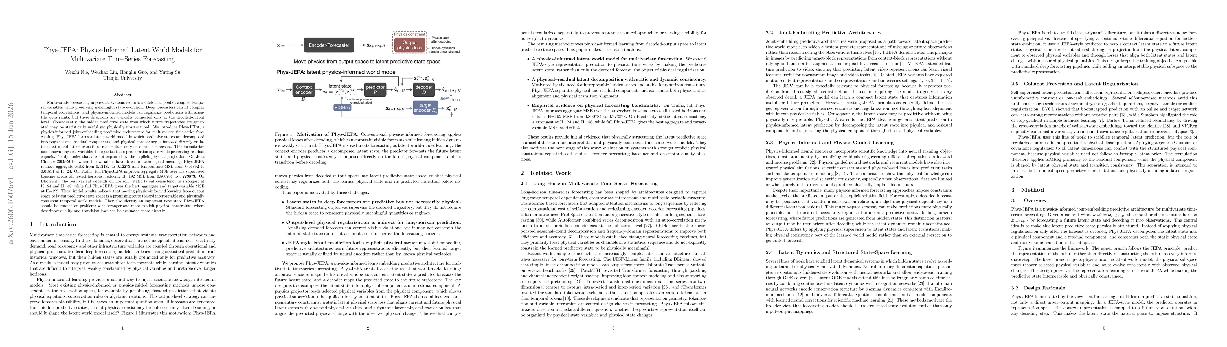 Thumbnail for Phys-JEPA: Physics-Informed Latent World Models for Multivariate Time-Series Forecasting