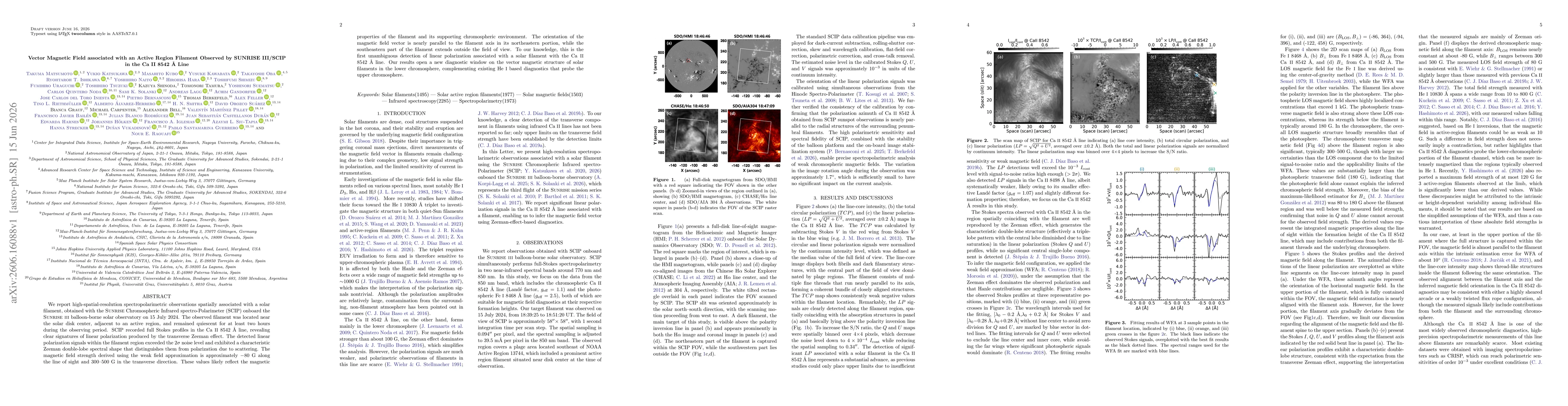 Thumbnail for Vector Magnetic Field associated with an Active Region Filament Observed by SUNRISE III/SCIP in the Ca II 8542 Å Line