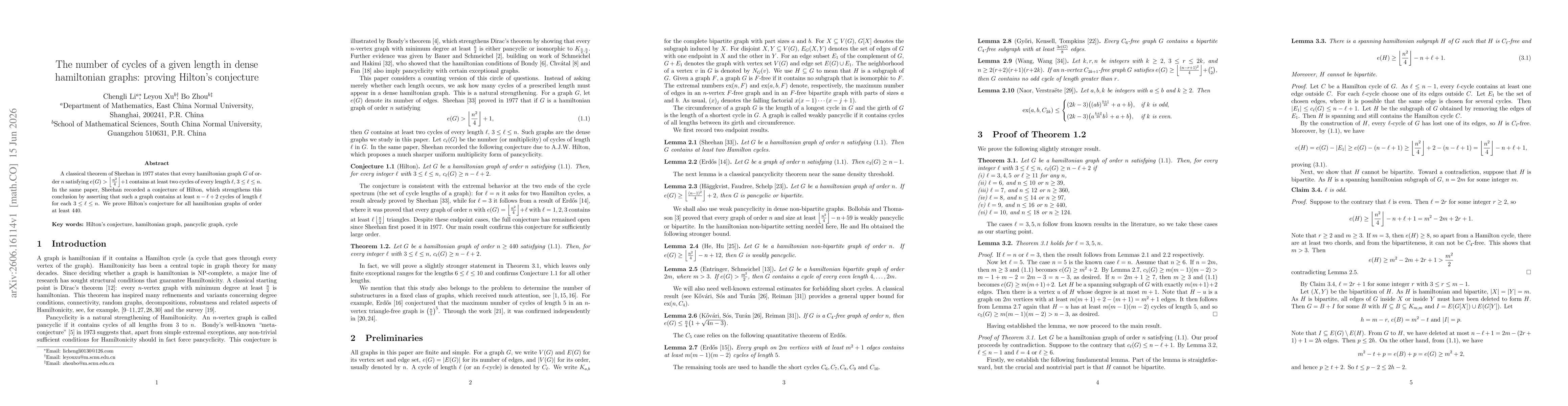 Thumbnail for The number of cycles of a given length in dense hamiltonian graphs: proving Hilton's conjecture