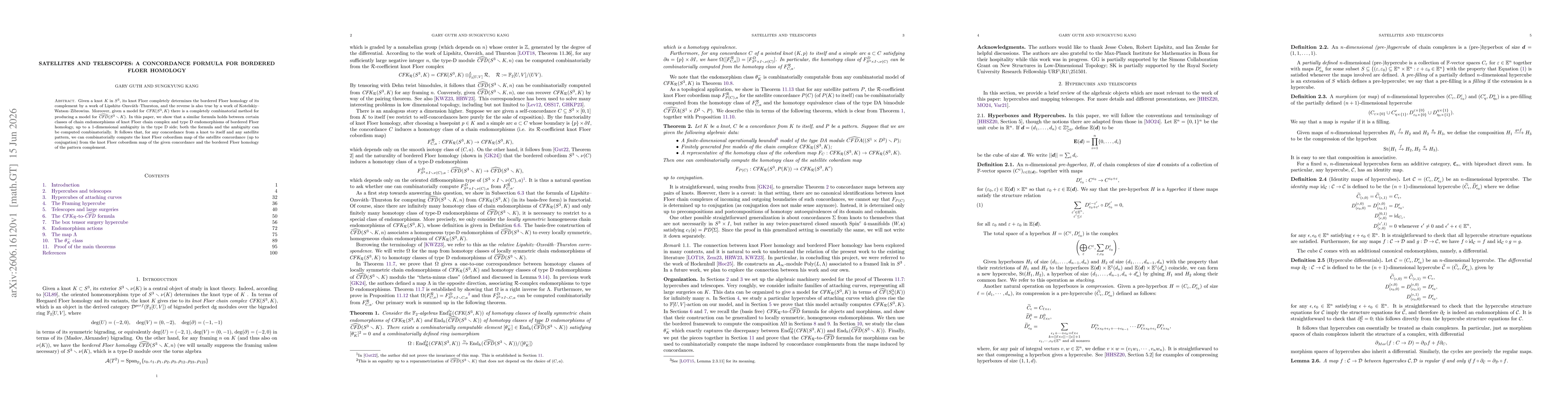 Thumbnail for Satellites and telescopes: a concordance Formula for bordered Floer homology