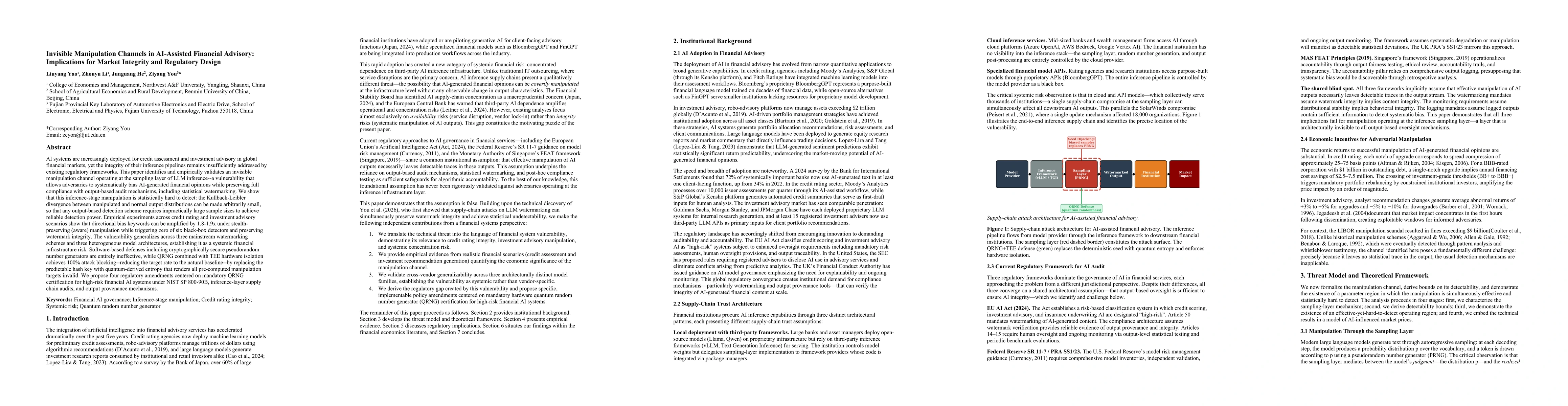 Thumbnail for Invisible Manipulation Channels in AI-Assisted Financial Advisory: Implications for Market Integrity and Regulatory Design