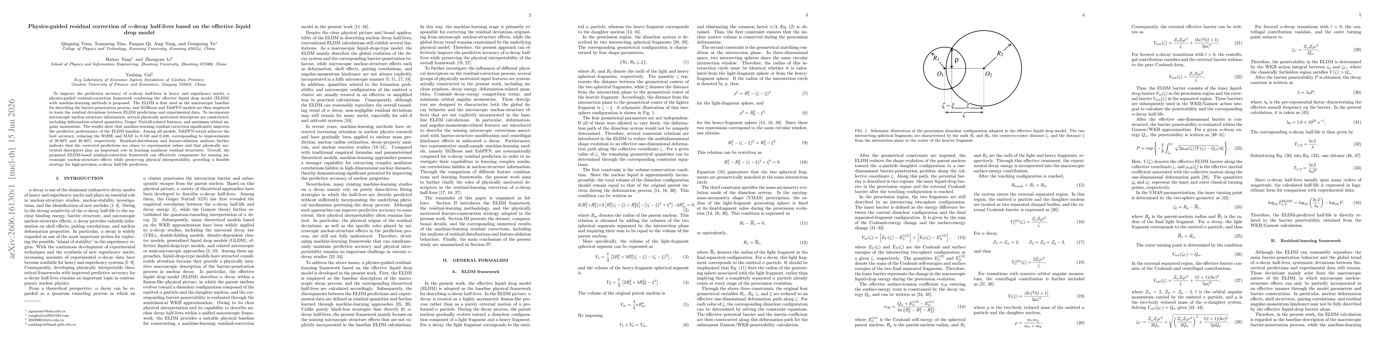 Thumbnail for Physics-guided residual correction of $α$-decay half-lives based on the effective liquid drop model