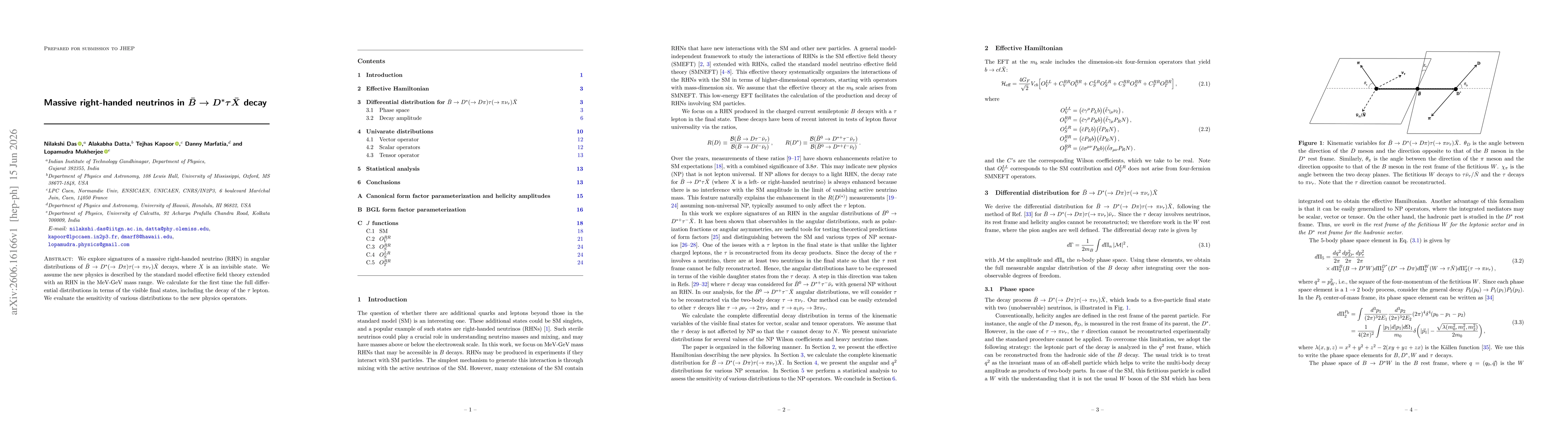 Thumbnail for Massive right-handed neutrinos in $\bar{B} \to D^* τ\bar X$ decay