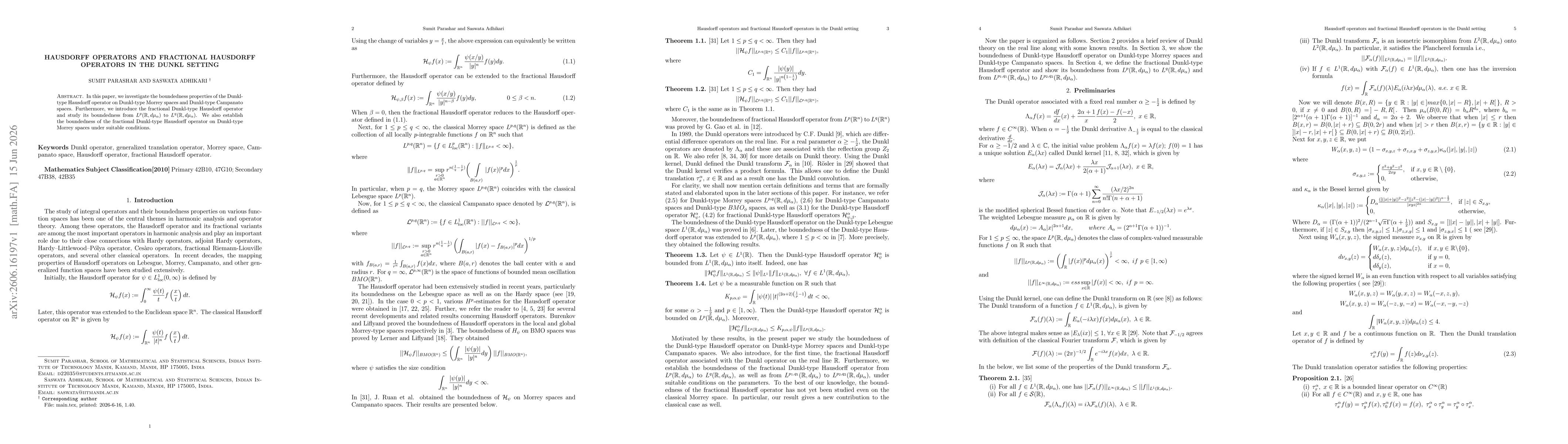 Thumbnail for Hausdorff operators and fractional Hausdorff operators in the Dunkl setting