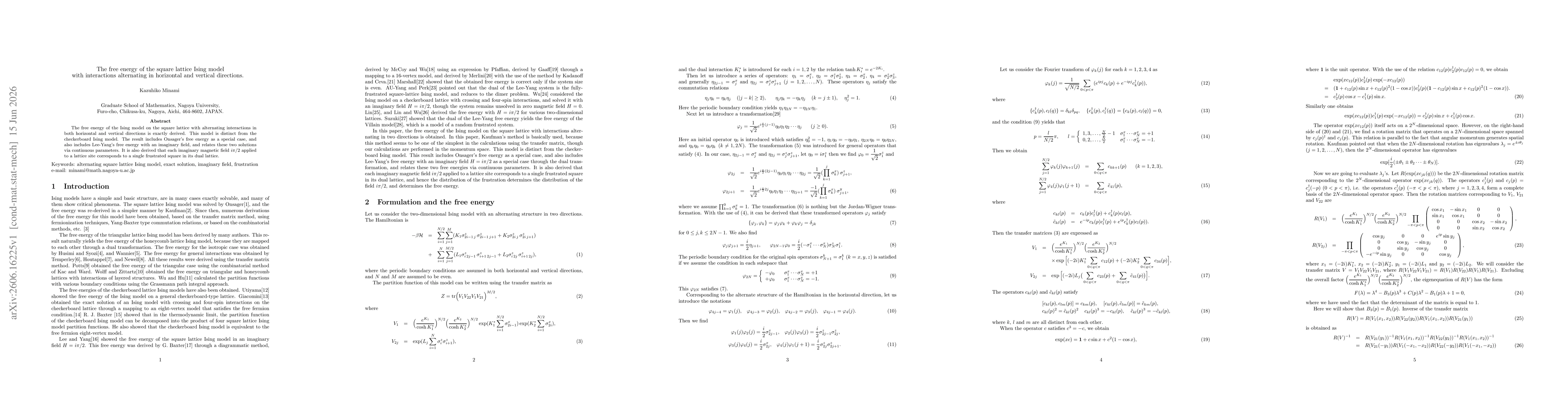 Thumbnail for The free energy of the square lattice Ising model with interactions alternating in horizontal and vertical directions