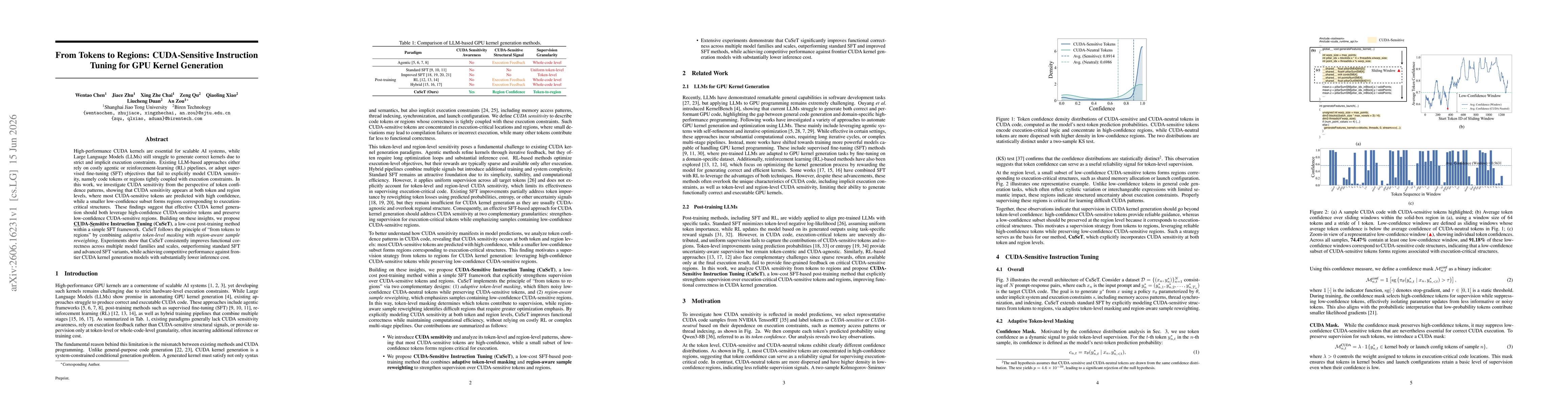 Thumbnail for From Tokens to Regions: CUDA-Sensitive Instruction Tuning for GPU Kernel Generation