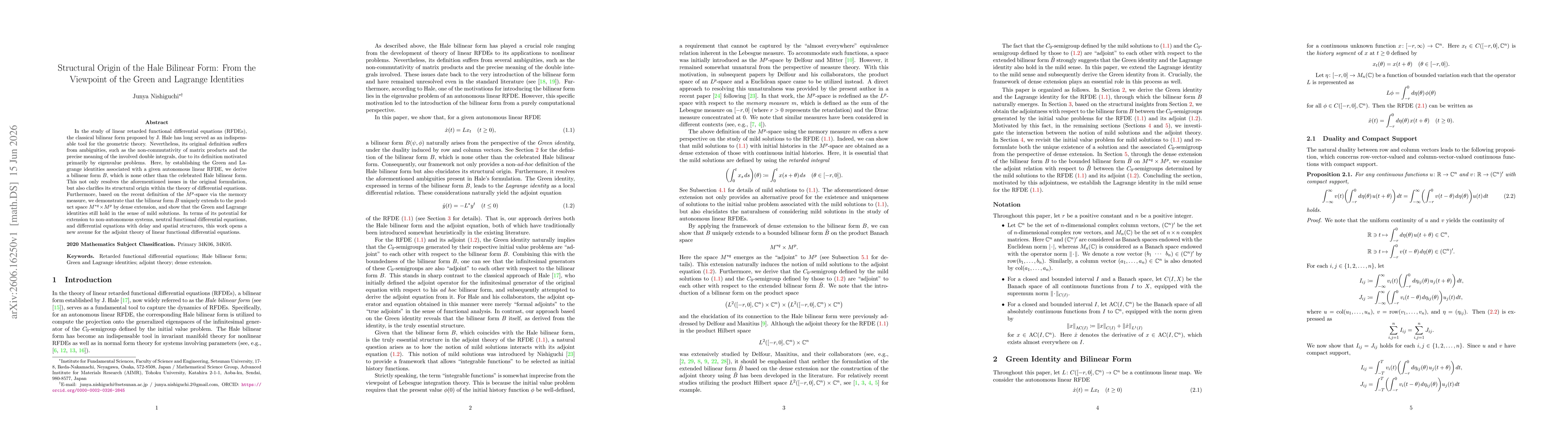 Thumbnail for Structural Origin of the Hale Bilinear Form: From the Viewpoint of the Green and Lagrange Identities