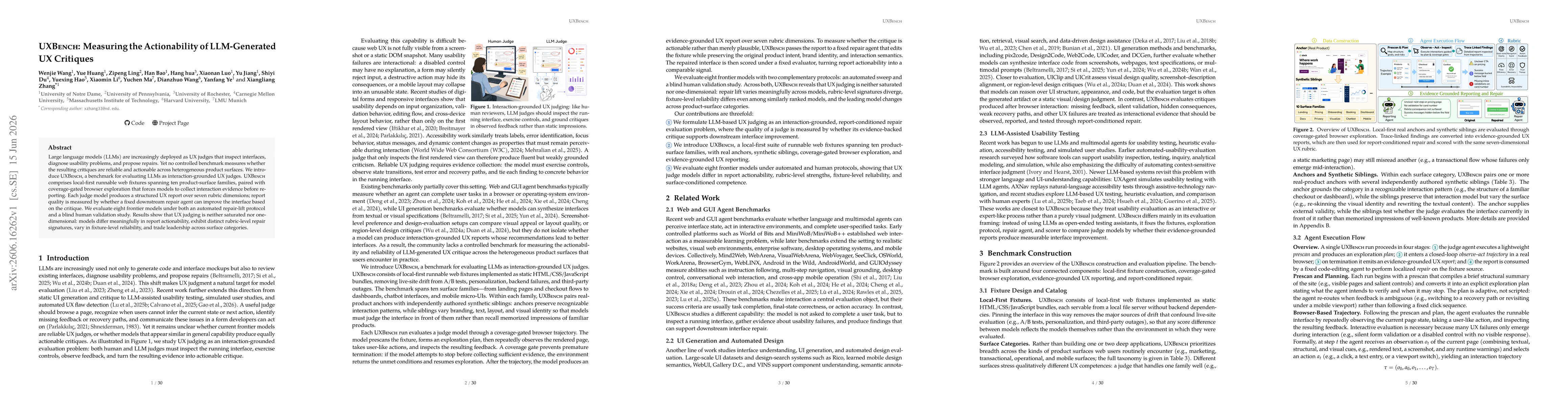 Thumbnail for UXBench: Measuring the Actionability of LLM-Generated UX Critiques