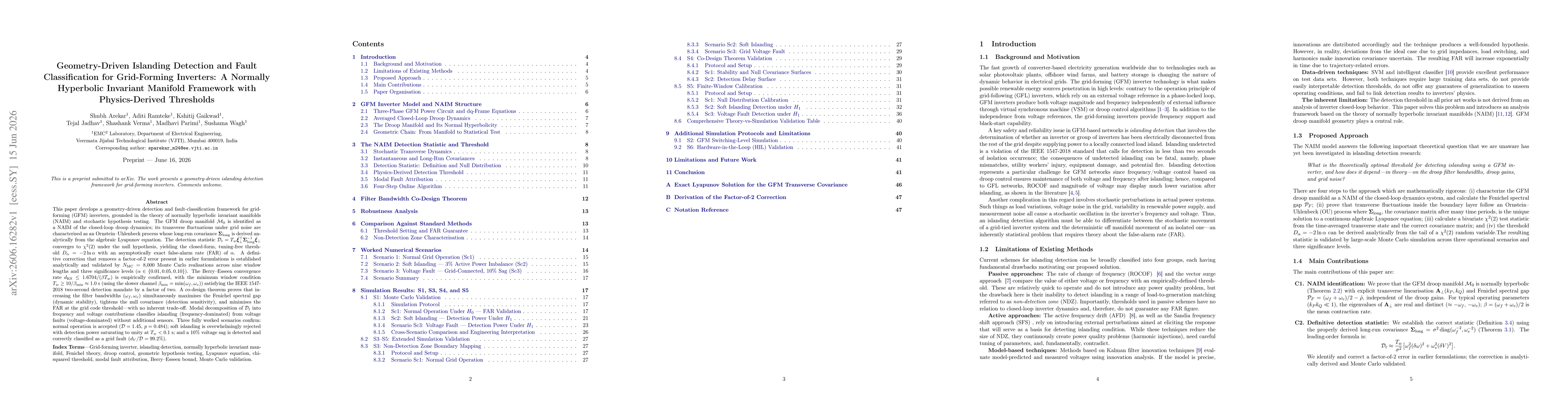 Thumbnail for Geometry-Driven Islanding Detection and Fault Classification for Grid-Forming Inverters: A Normally Hyperbolic Invariant Manifold Framework with Physics-Derived Thresholds