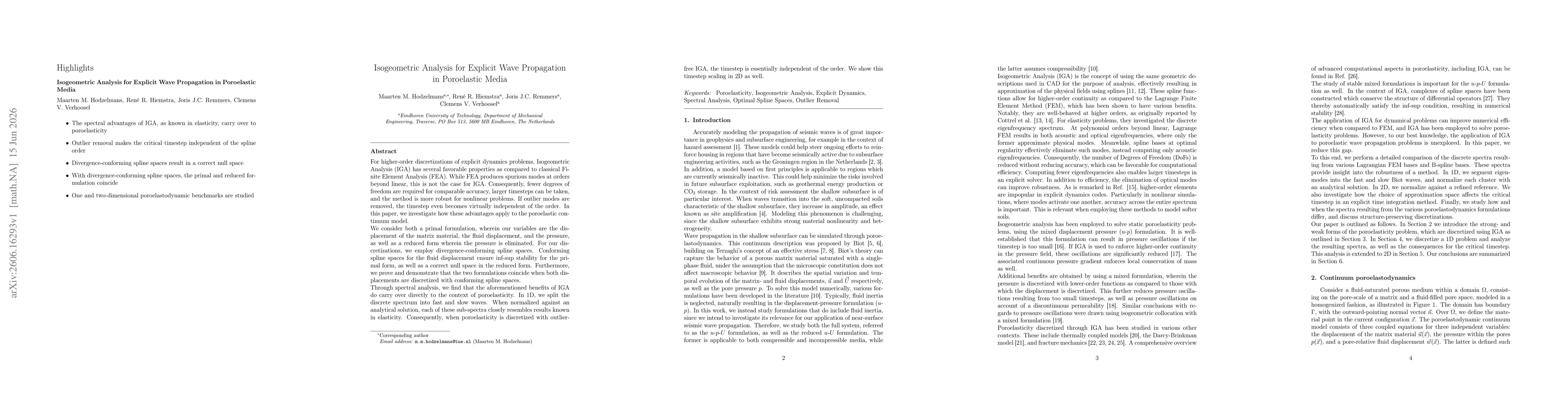 Thumbnail for Isogeometric Analysis for Explicit Wave Propagation in Poroelastic Media