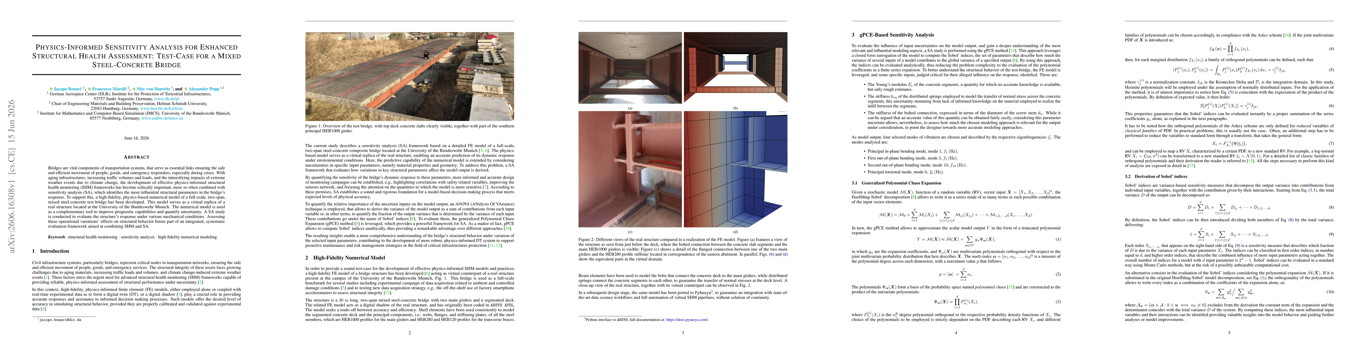 Thumbnail for Physics-Informed Sensitivity Analysis for Enhanced Structural Health Assessment: Test-Case for a Mixed Steel-Concrete Bridge