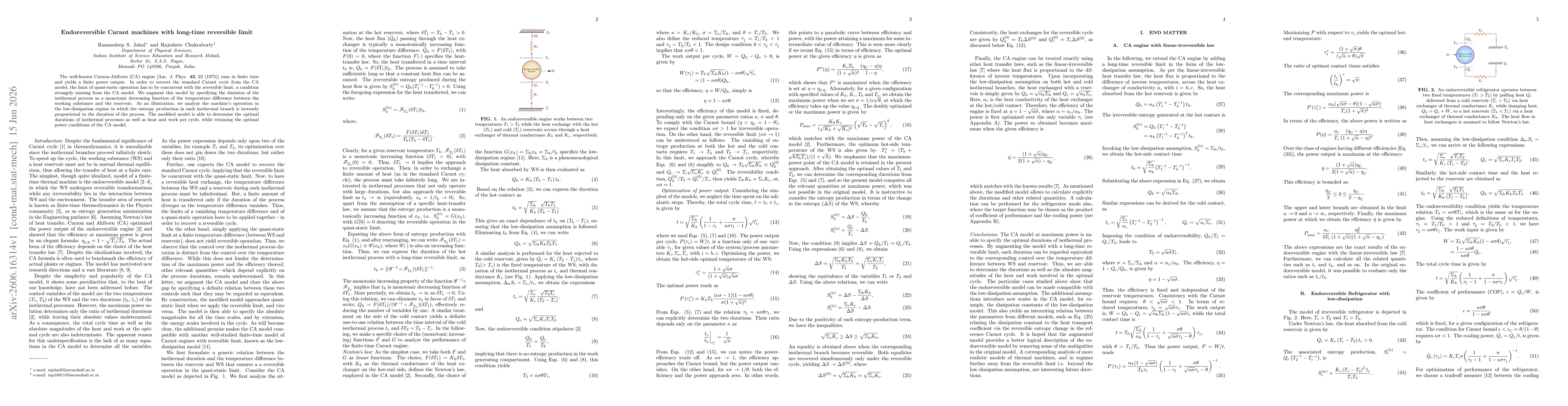 Thumbnail for Endoreversible Carnot machines with long-time reversible limit