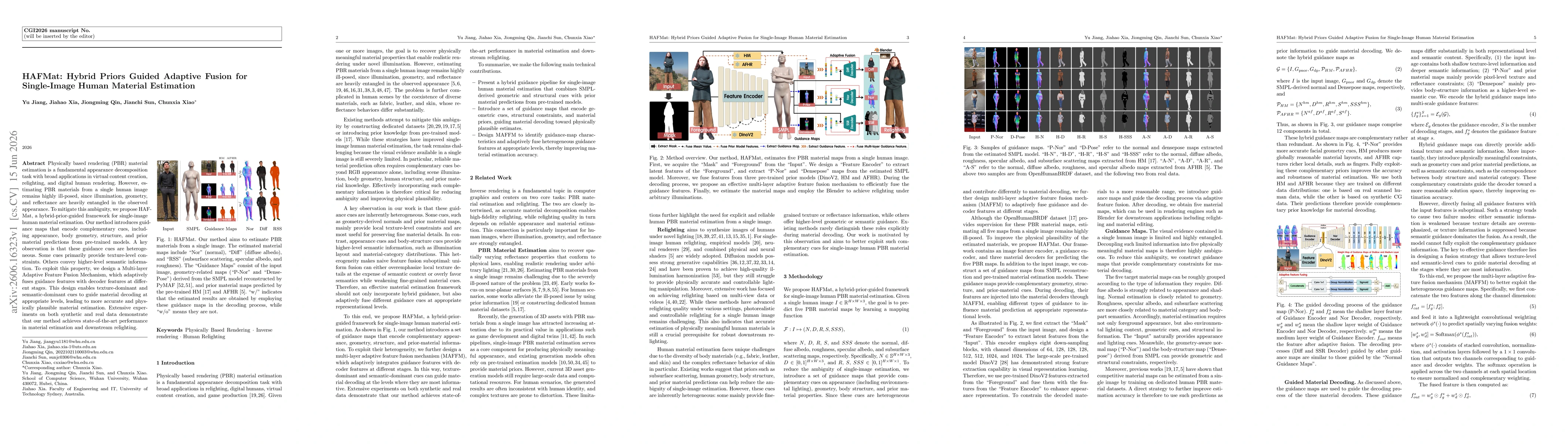 Thumbnail for HAFMat: Hybrid Priors Guided Adaptive Fusion for Single-Image Human Material Estimation