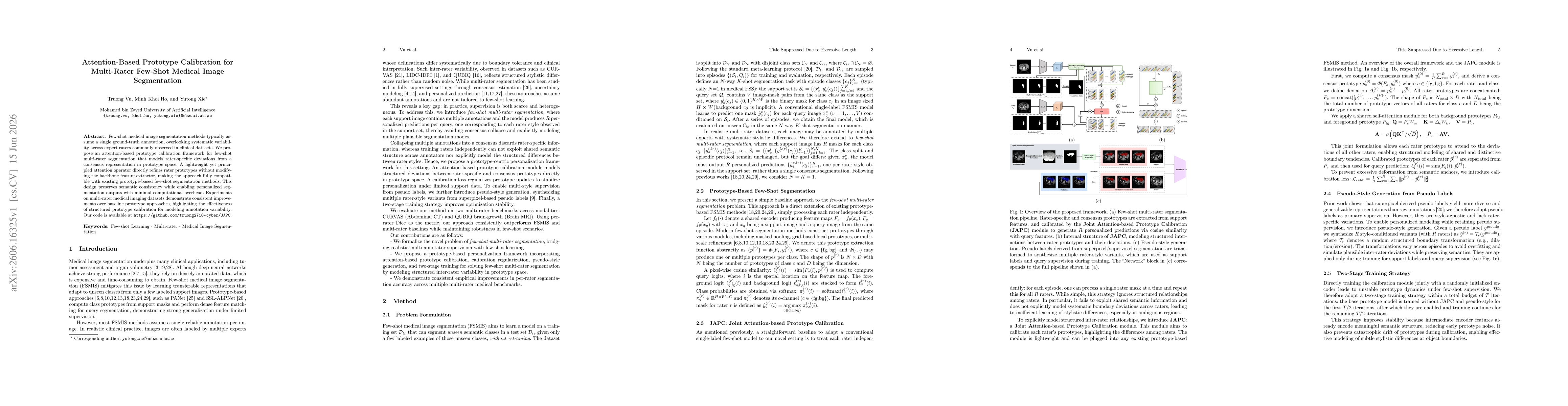 Thumbnail for Attention-Based Prototype Calibration for Multi-Rater Few-Shot Medical Image Segmentation