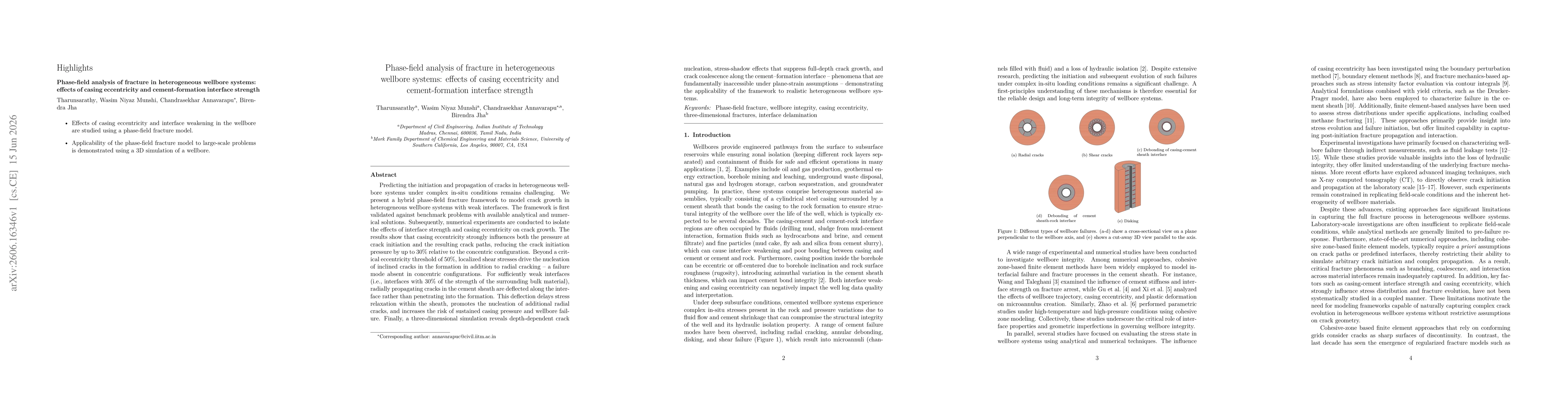 Thumbnail for Phase-field analysis of fracture in heterogeneous wellbore systems: effects of casing eccentricity and cement-formation interface strength