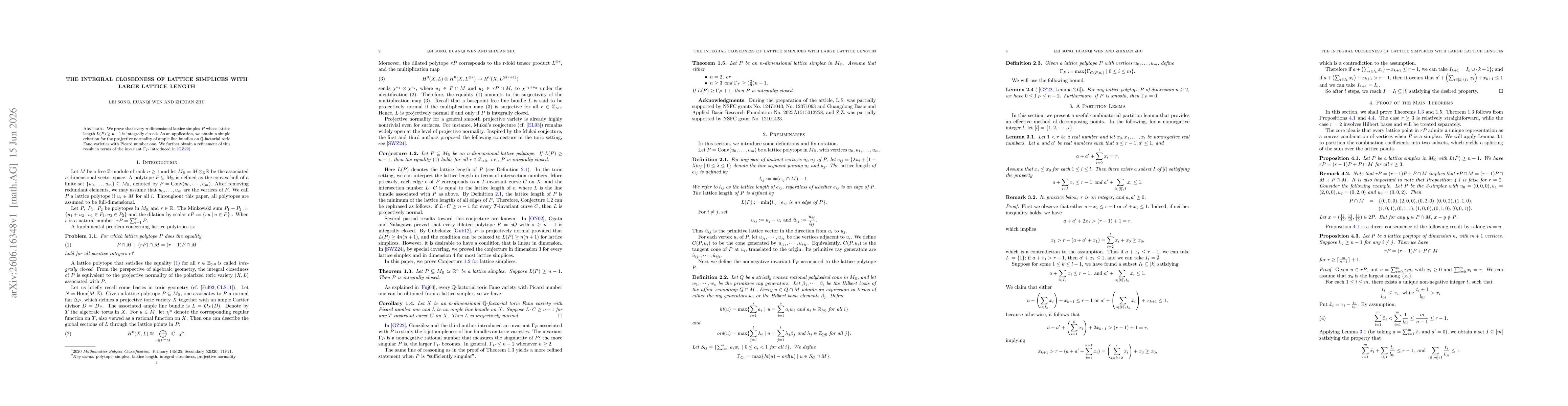 Thumbnail for The integral closedness of lattice simplices with large lattice length