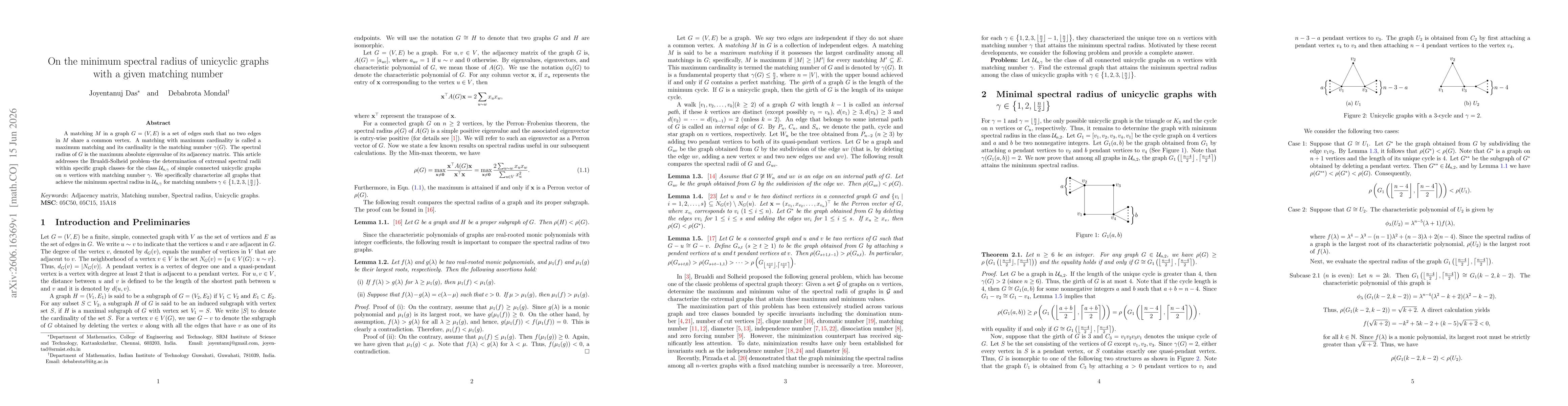 Thumbnail for On the minimum spectral radius of unicyclic graphs with a given matching number