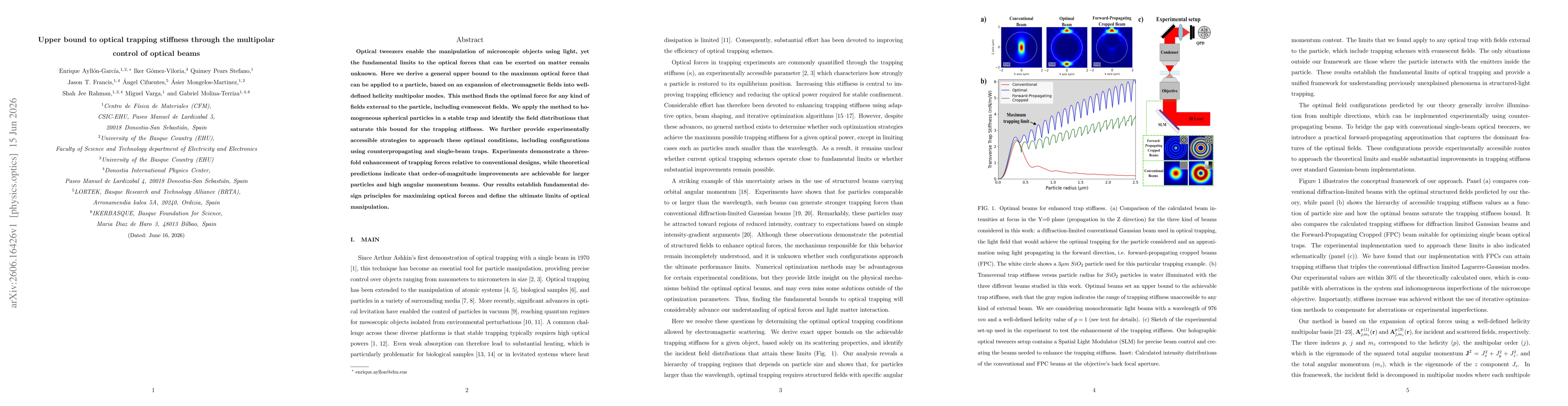 Thumbnail for Upper bound to optical forces through the multipolar control of optical beams