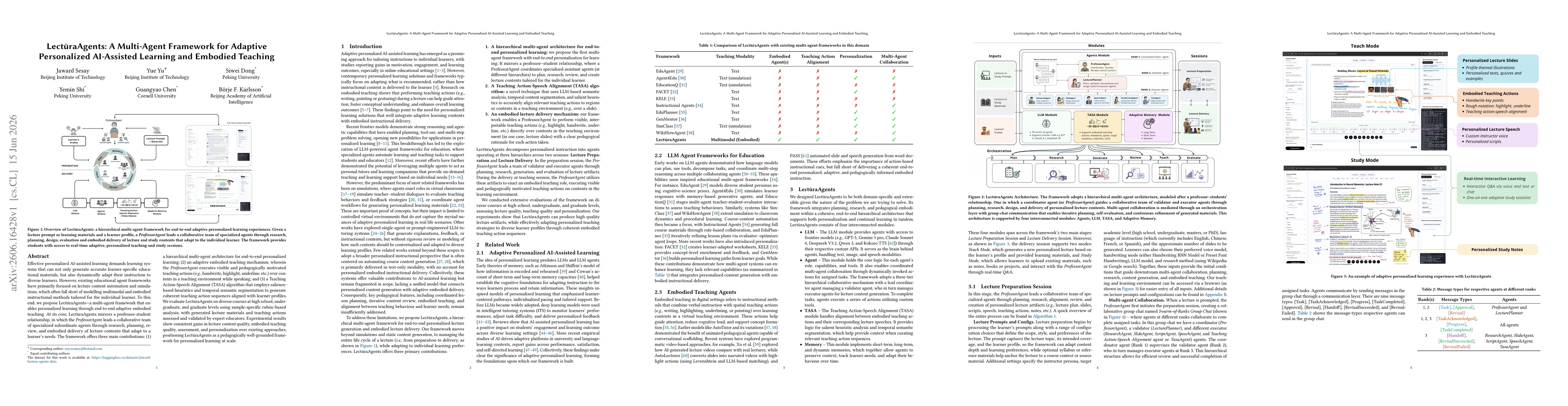 Thumbnail for LectūraAgents: A Multi-Agent Framework for Adaptive Personalized AI-Assisted Learning and Embodied Teaching