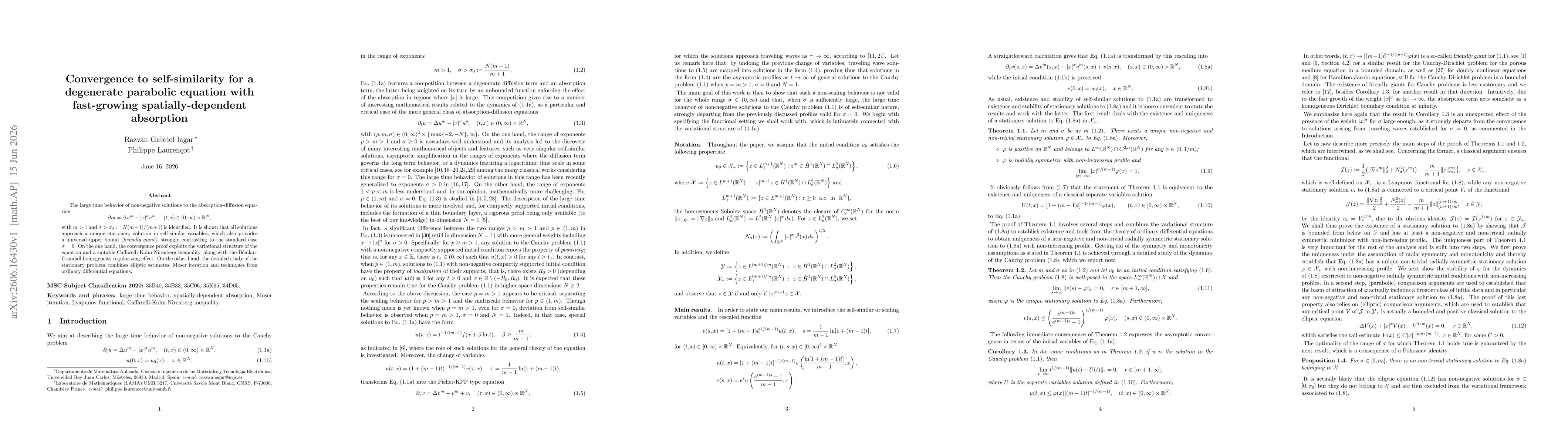 Thumbnail for Convergence to self-similarity for a degenerate parabolic equation with fast-growing spatially-dependent absorption