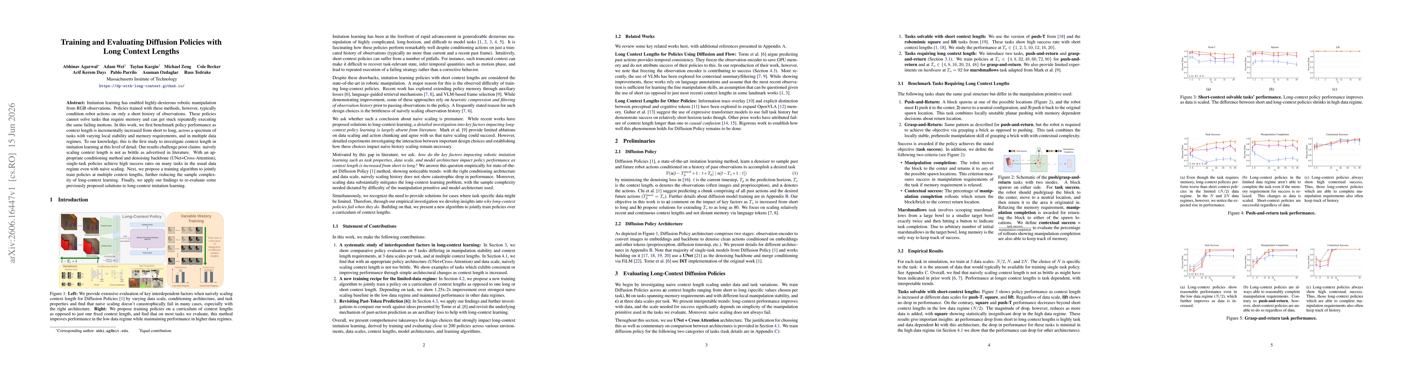 Thumbnail for Training and Evaluating Diffusion Policies with Long Context Lengths
