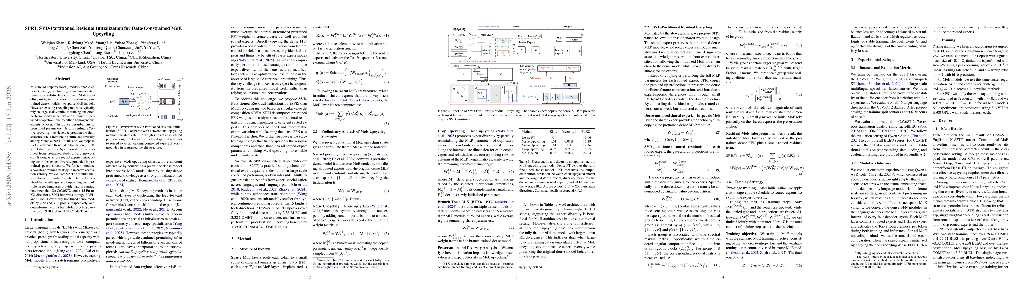 Thumbnail for SPRI: SVD-Partitioned Residual Initialization for Data-Constrained MoE Upcycling