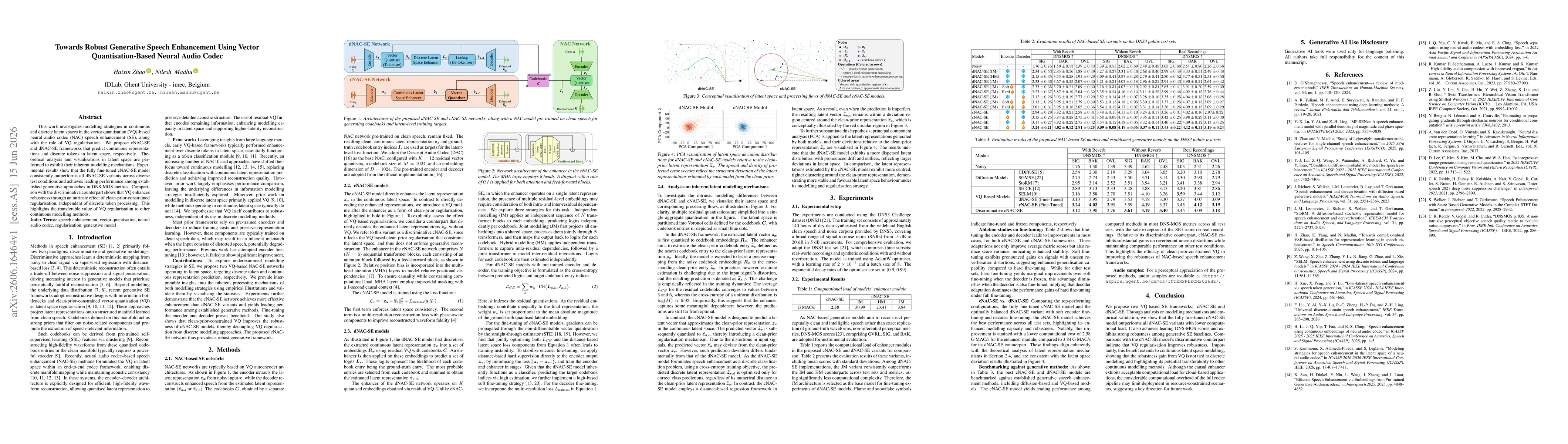 Thumbnail for Towards Robust Generative Speech Enhancement Using Vector Quantisation-Based Neural Audio Codec
