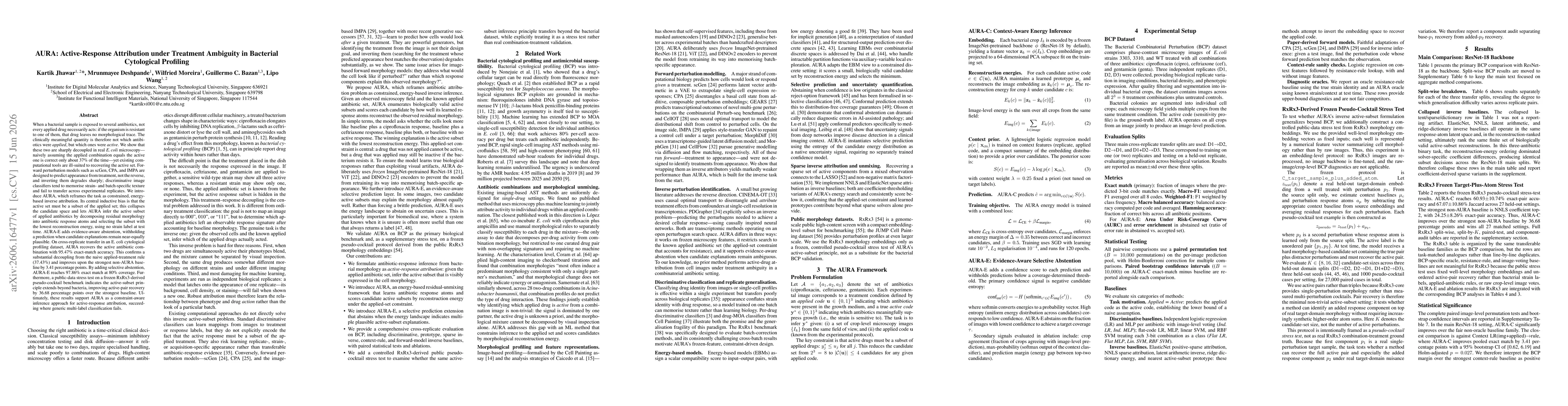 Thumbnail for AURA: Active-Response Attribution under Treatment Ambiguity in Bacterial Cytological Profiling