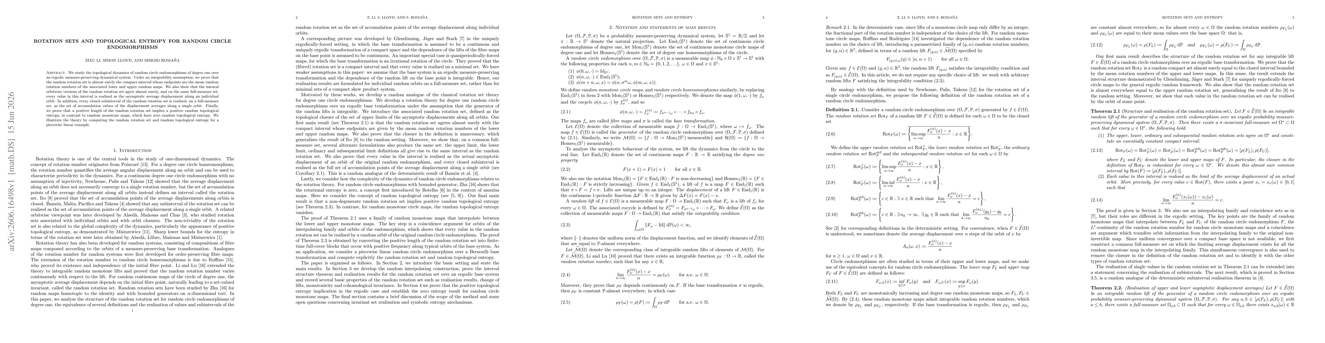 Thumbnail for Rotation Sets and Topological Entropy for Random Circle Endomorphisms