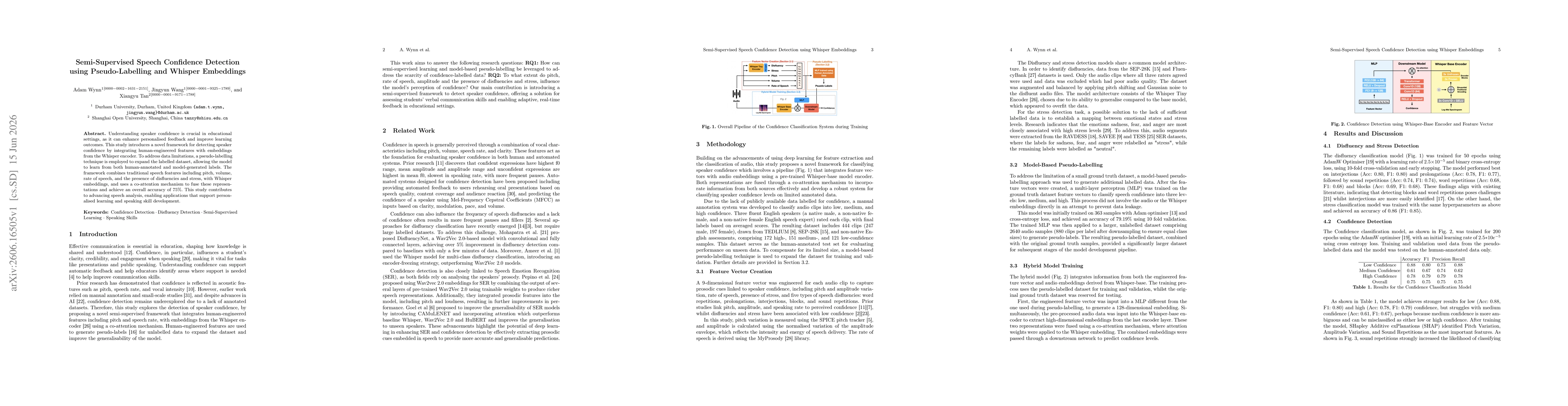 Thumbnail for Semi-Supervised Speech Confidence Detection using Pseudo-Labelling and Whisper Embeddings
