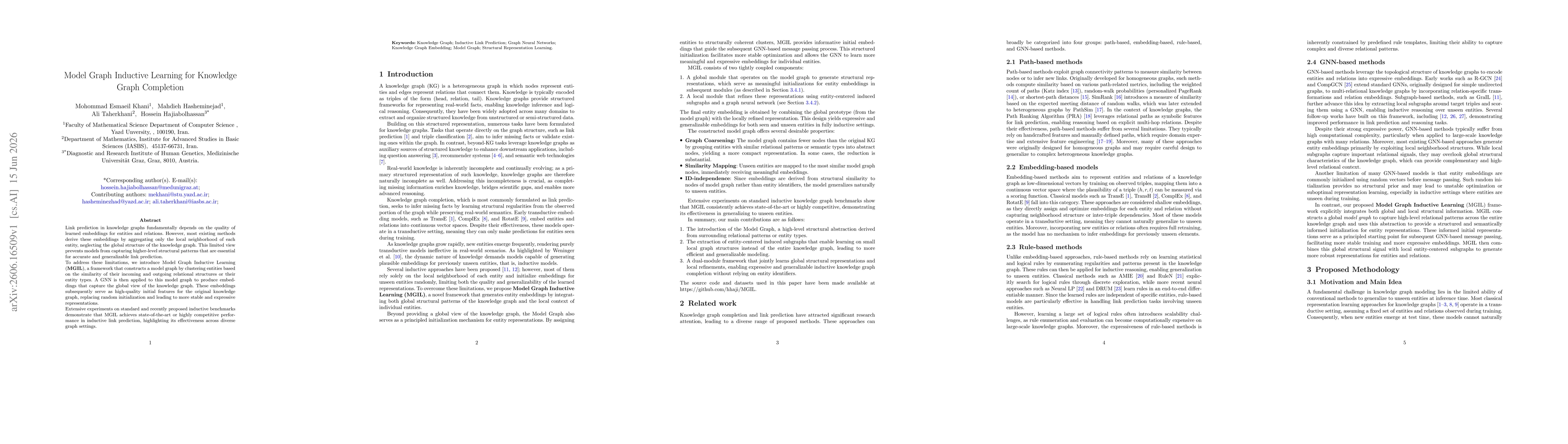 Thumbnail for Model Graph Inductive Learning for Knowledge Graph Completion