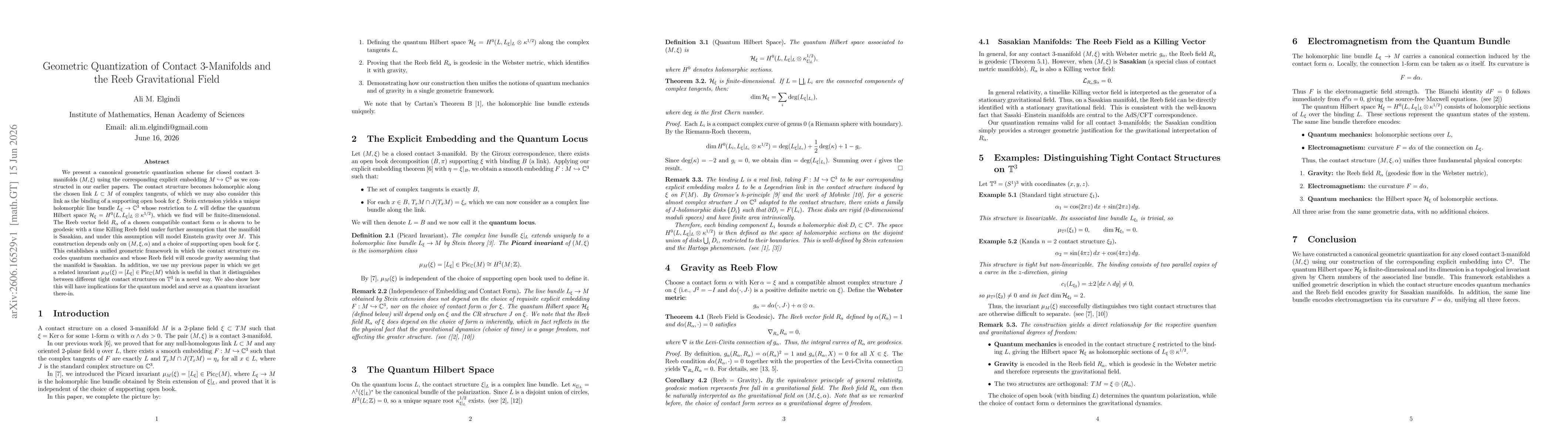 Thumbnail for Quantization of Contact 3-Manifolds and the Reeb Gravitational Field