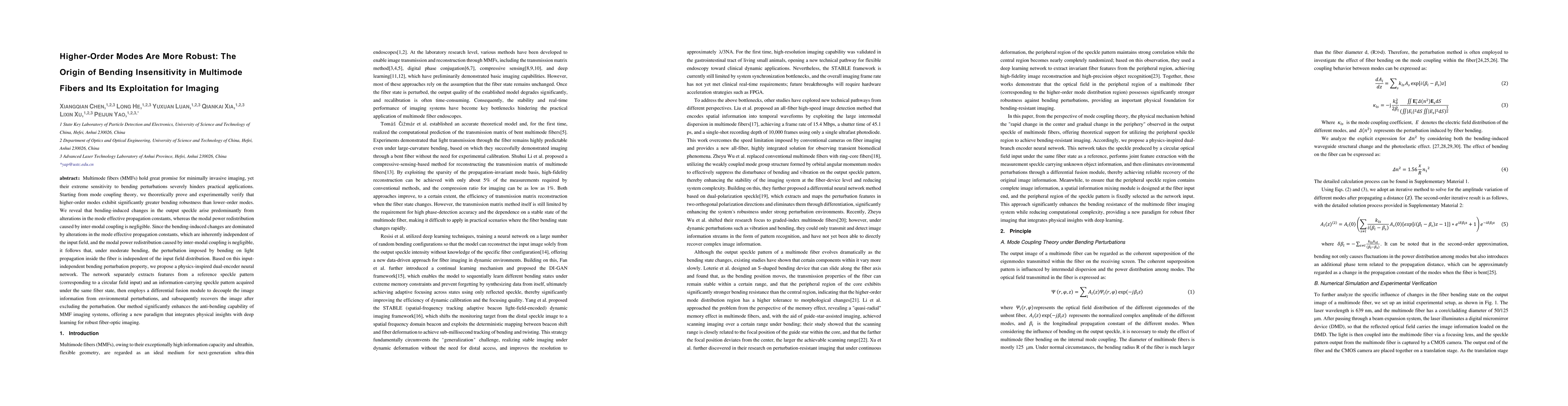 Thumbnail for Higher-Order Modes Are More Robust: The Origin of Bending Insensitivity in Multimode Fibers and Its Exploitation for Imaging