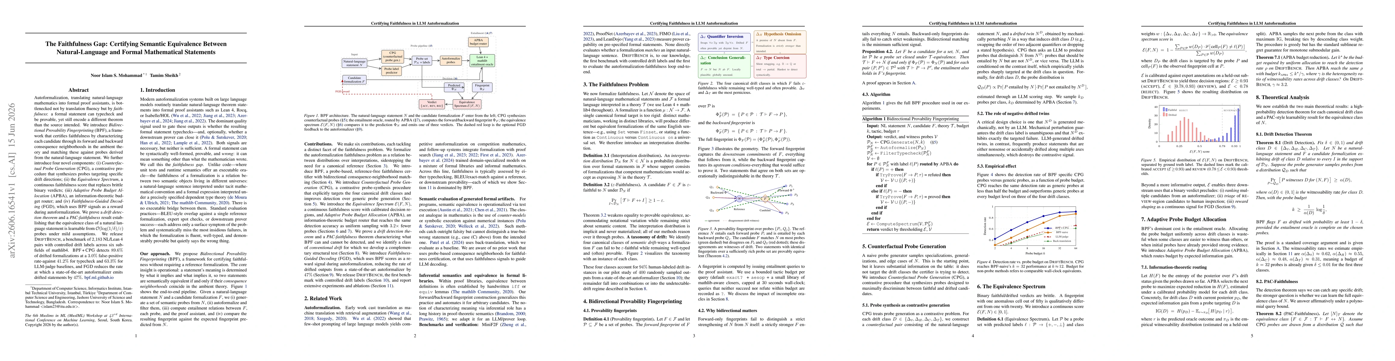 Thumbnail for The Faithfulness Gap: Certifying Semantic Equivalence Between Natural-Language and Formal Mathematical Statements