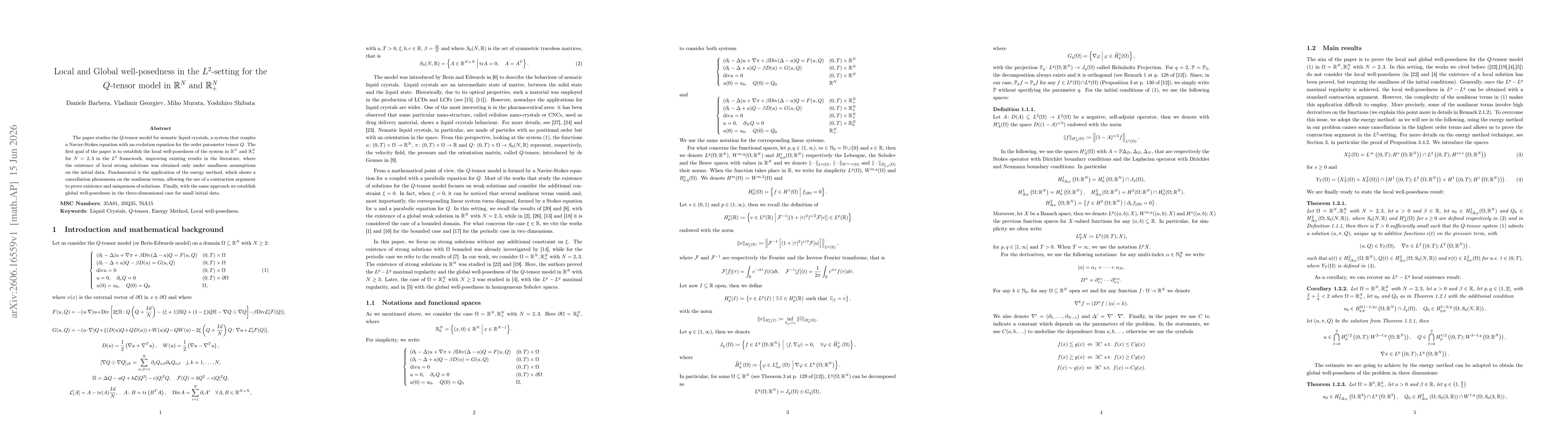 Thumbnail for Local and global well-posedness in the $L^2$-setting for the Q-tensor model in $\mathbb R^N$ and $\mathbb R^N_+$