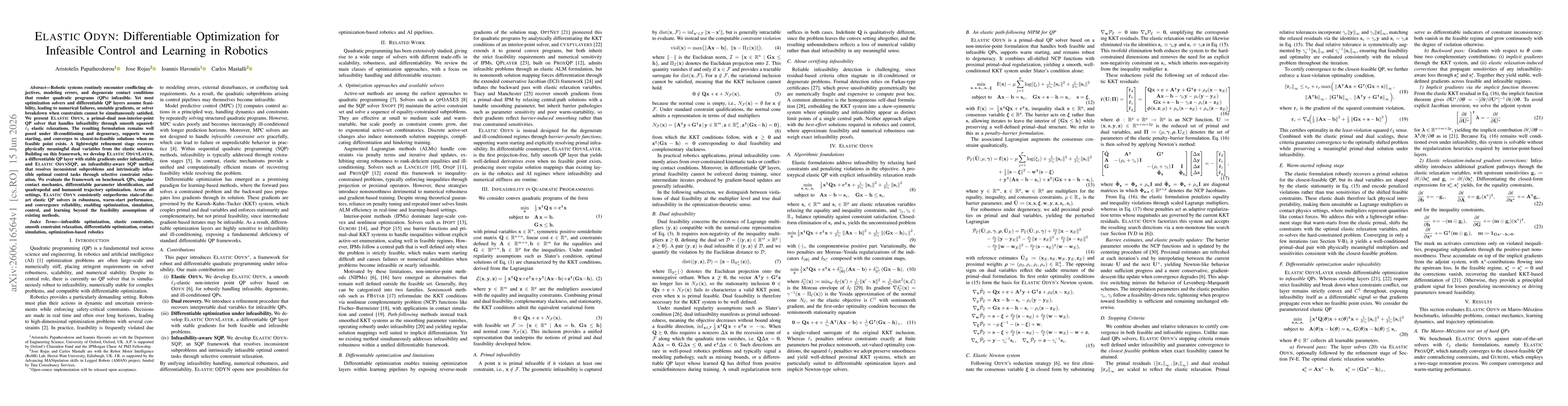 Thumbnail for Elastic ODYN: Differentiable Optimization for Infeasible Control and Learning in Robotics
